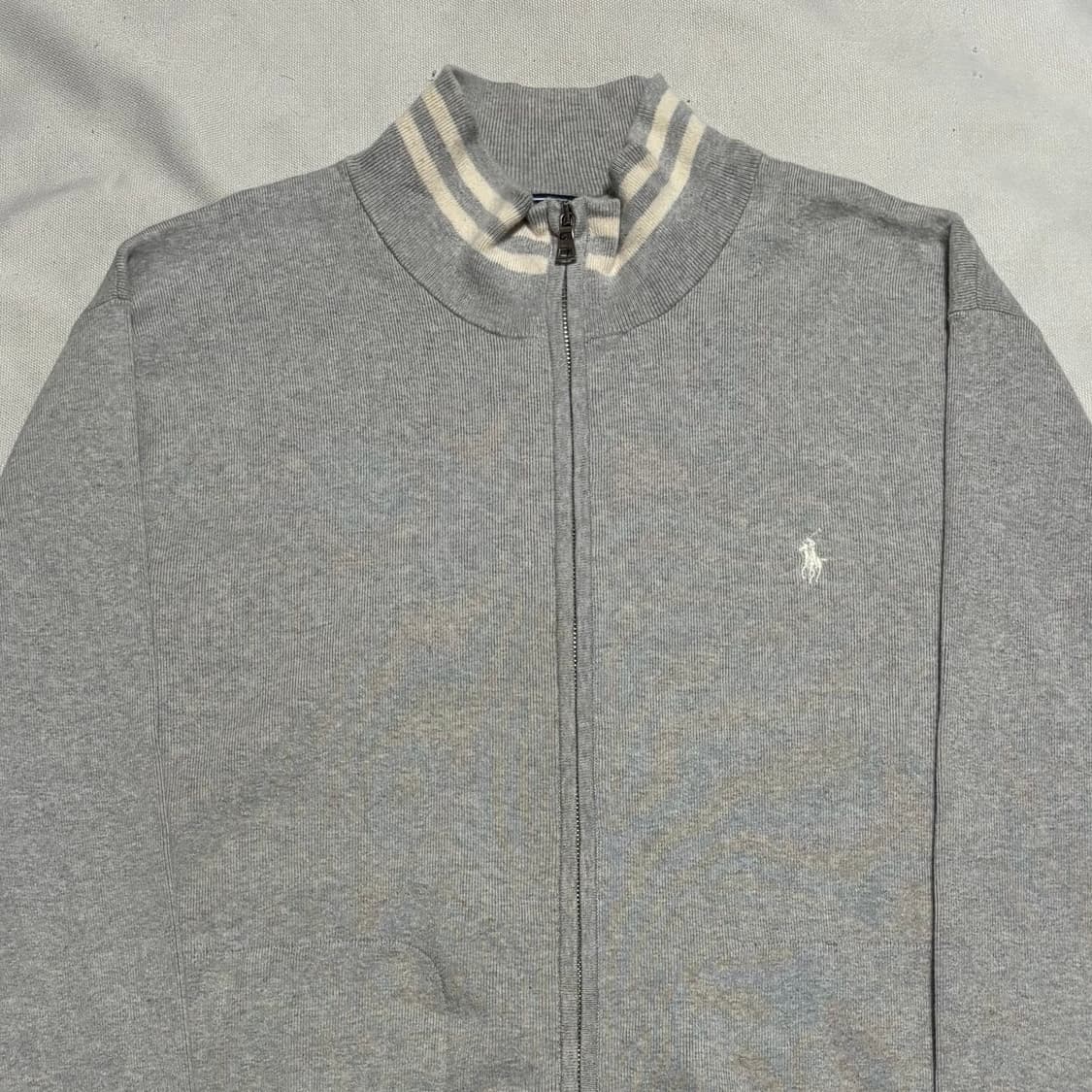 XXL 폴로랄프로렌 화이트 포니 코튼 그레이 니트 집업 상품이미지1