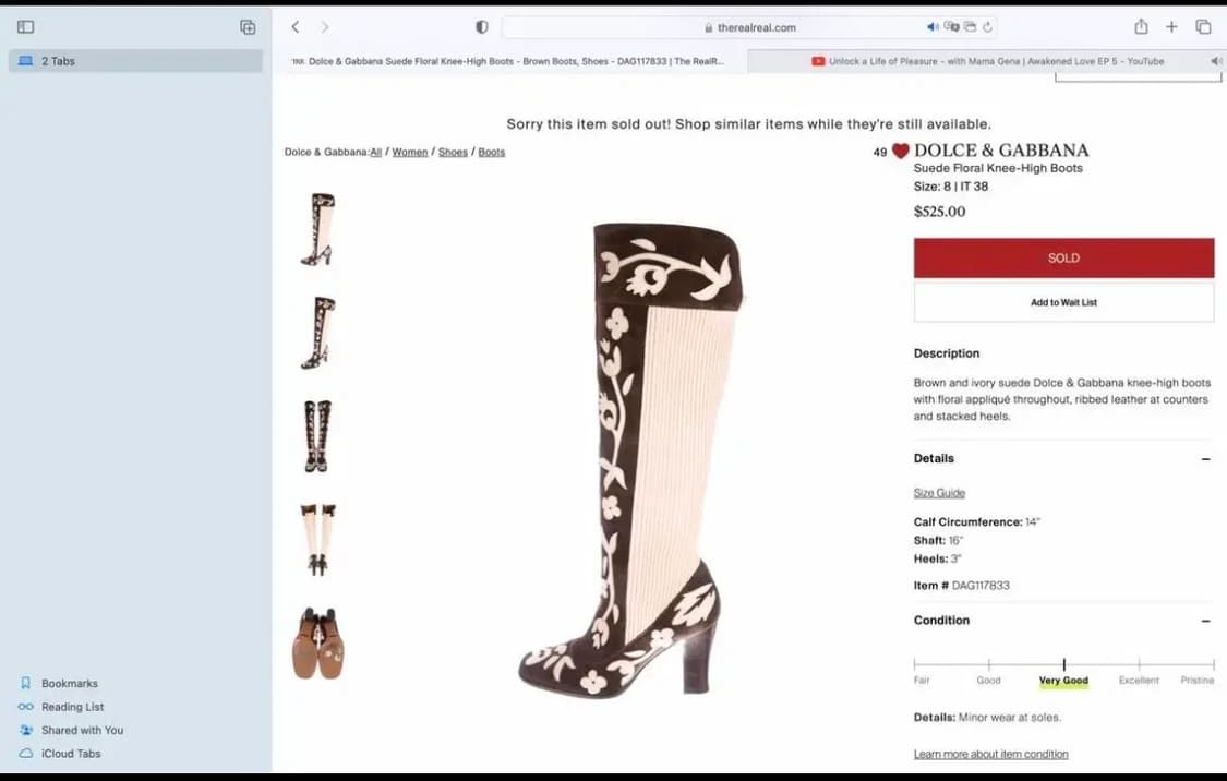 Dolce&Gabbana 돌체앤가바나 스웨이드 플로럴 니하이 부츠 상품이미지1