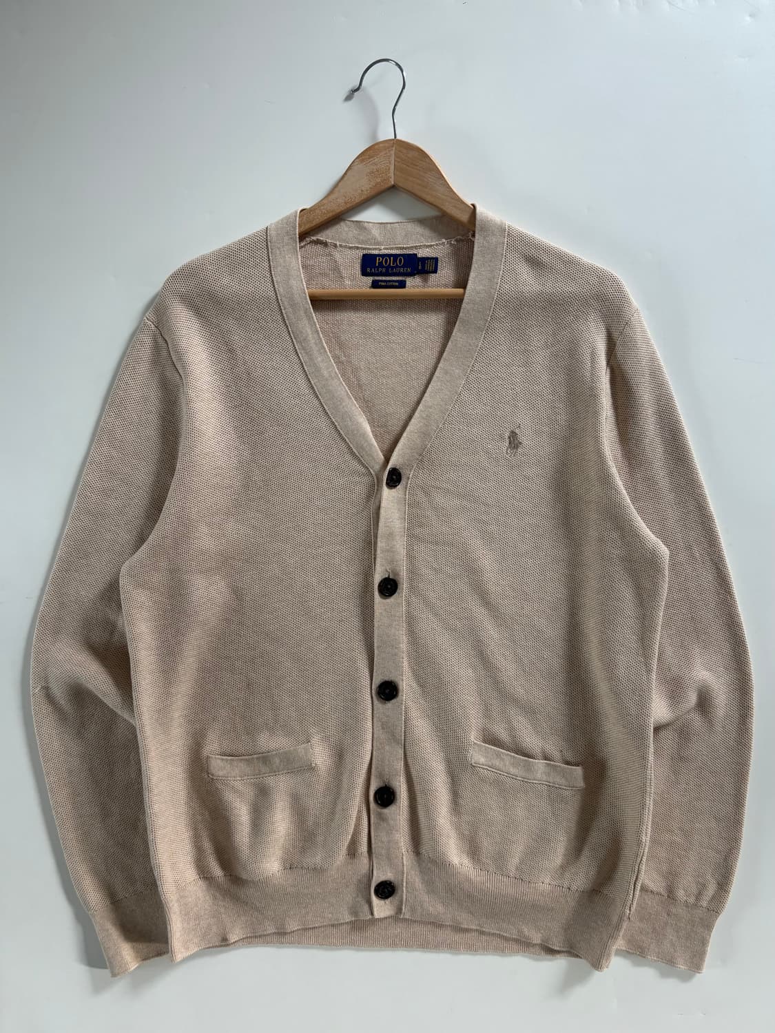 Polo 폴로 랄프로렌 아이보리 베이지 컬러 피마코튼 브이넥 가디건 상품이미지4