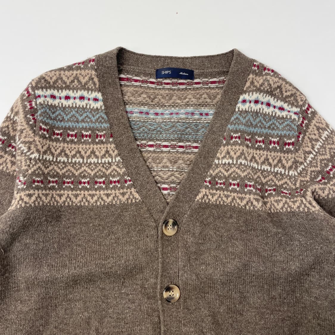 SHIPS 쉽스 일본 빈티지 패턴 울 니트 가디건 M 상품이미지2