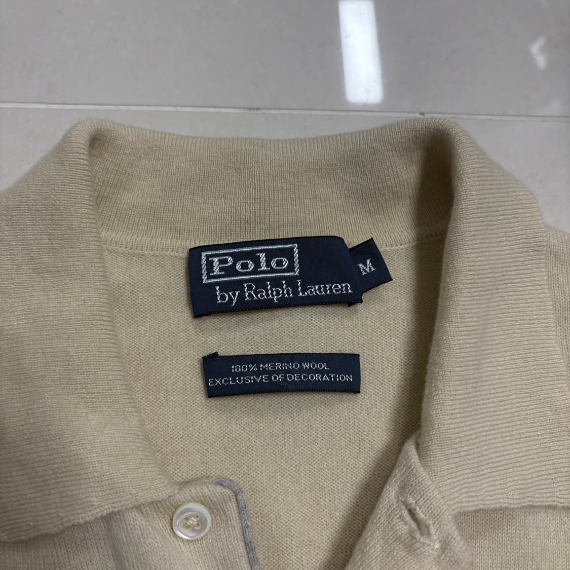 정품 폴로 랄프로렌 메리노 울 베이지 카라넥 니트 스웨터 상품이미지6