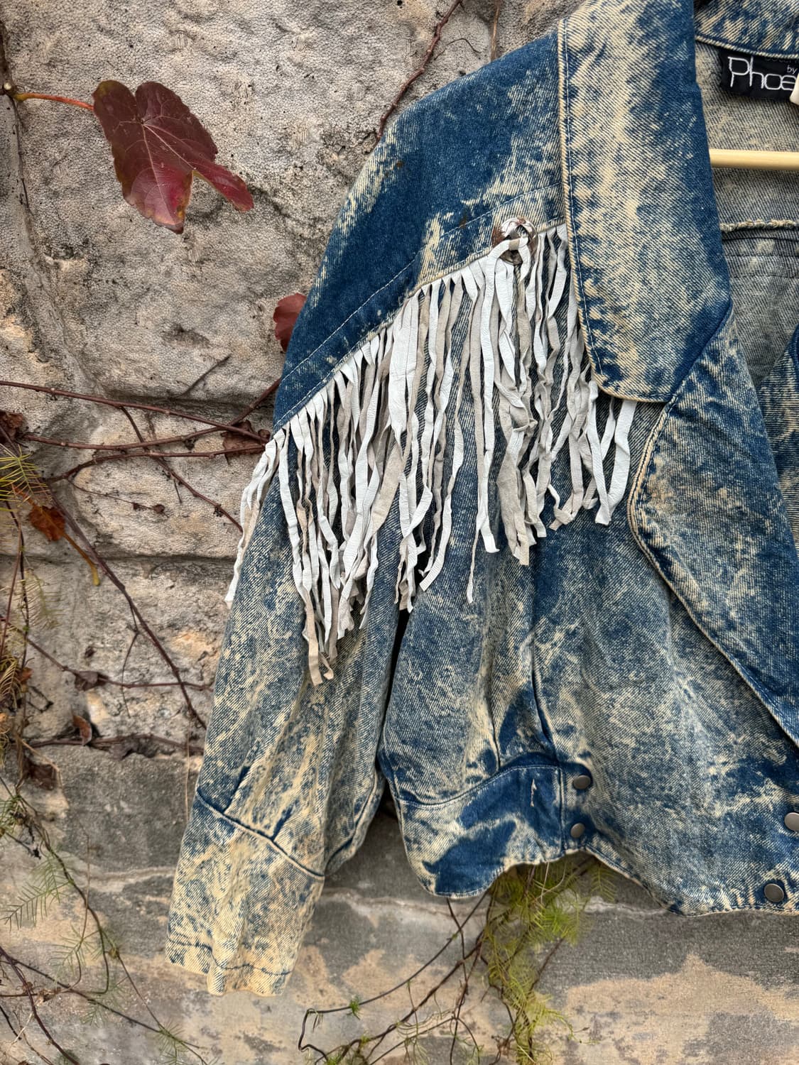80s phoenix 빈티지 스톤워싱 데님 프린지 웨스턴 자켓 L 상품이미지5
