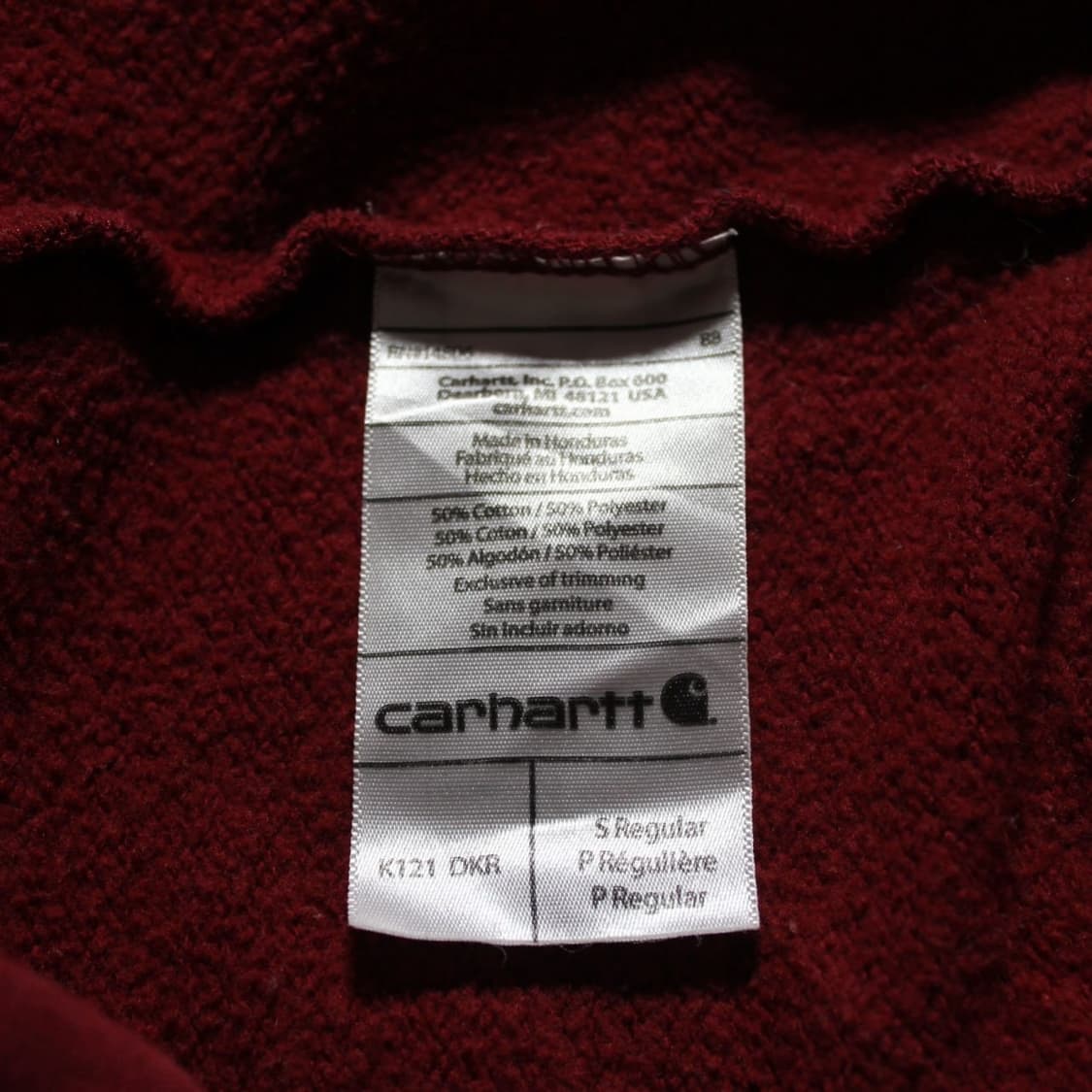 Carhartt 칼하트 버건디 기모 후드티 상품이미지5