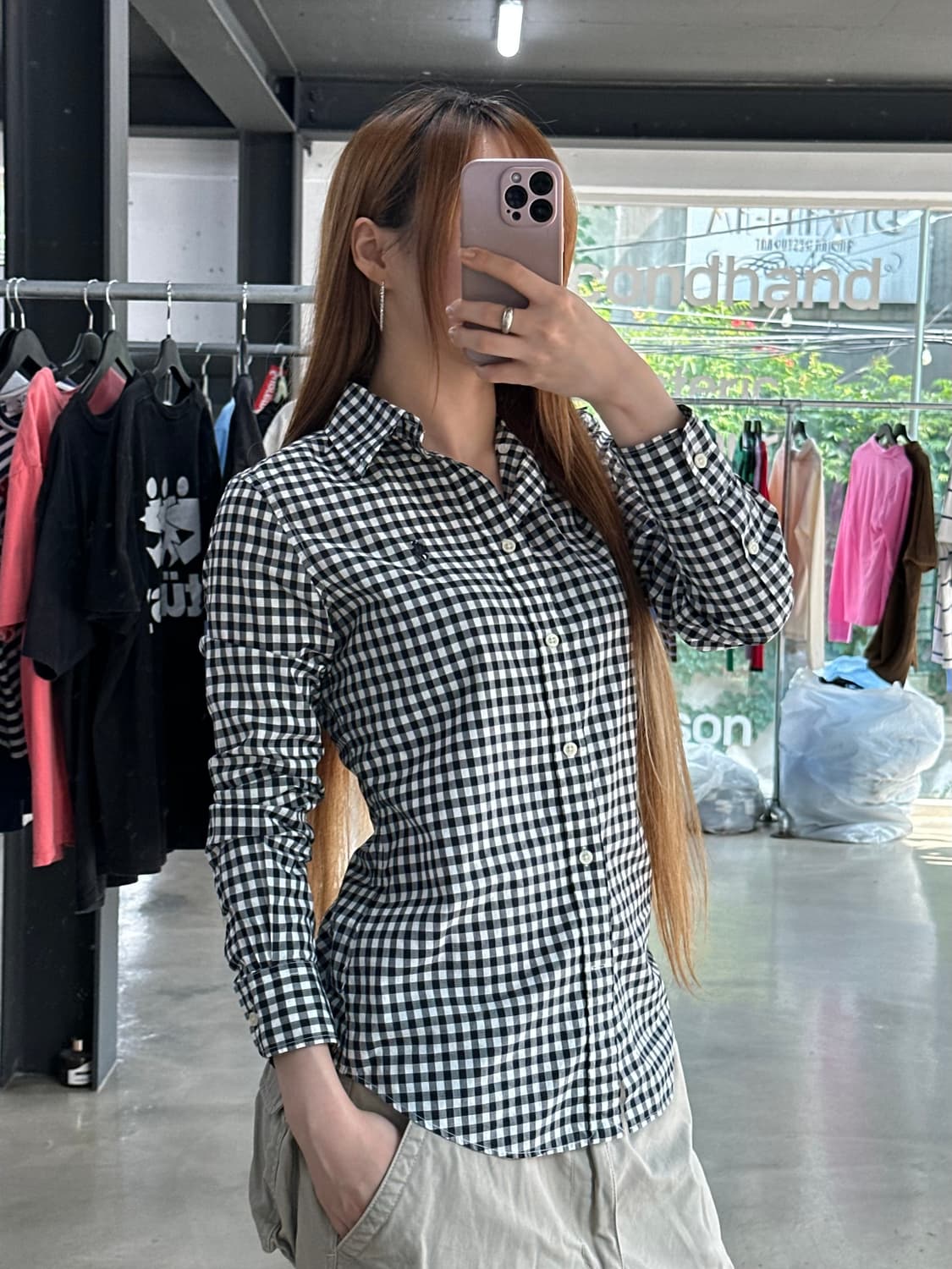 폴로랄프로렌 블랙포니 슬림핏 체크긴팔셔츠 상품이미지1