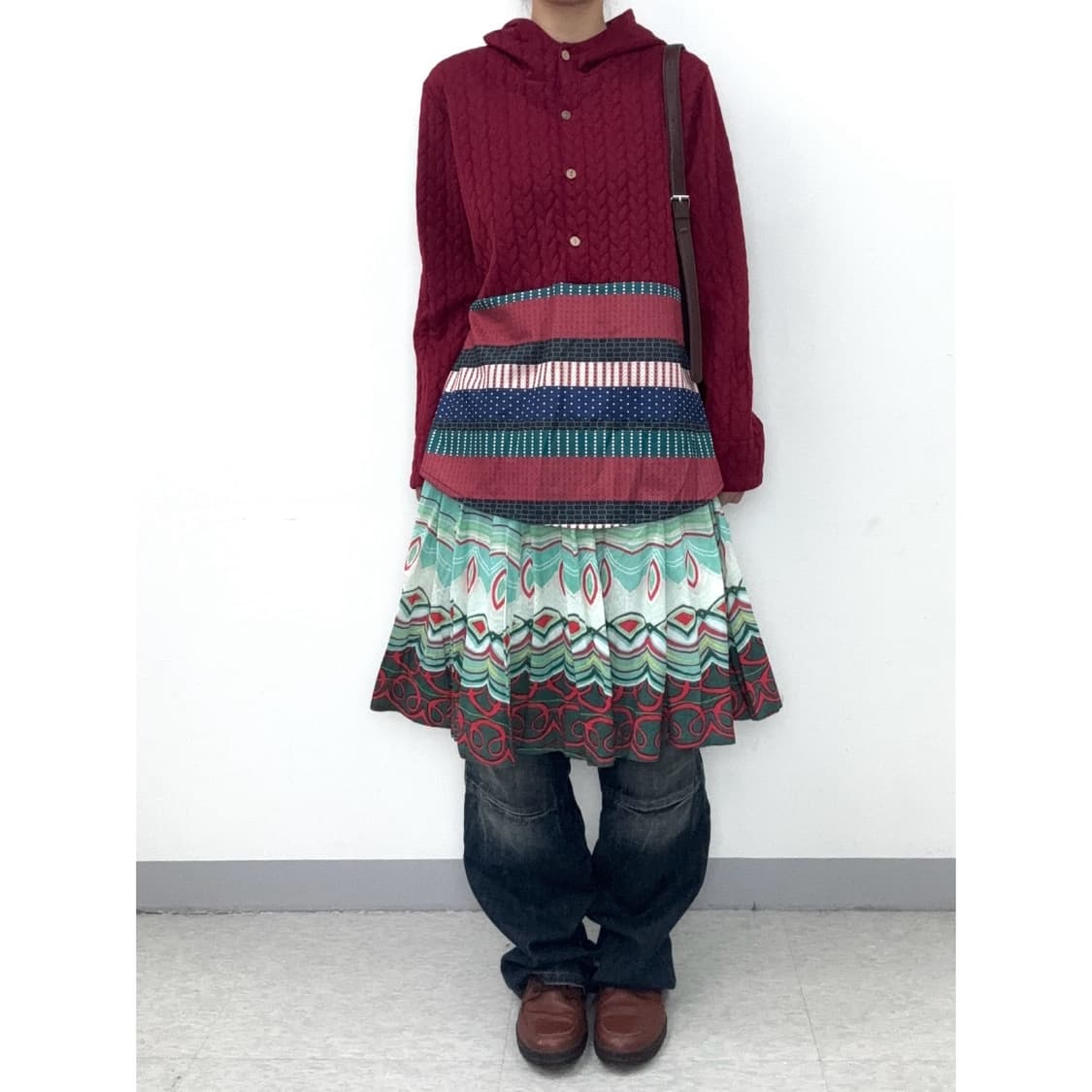 빈티지 유니크 미디 스커트 상품이미지1
