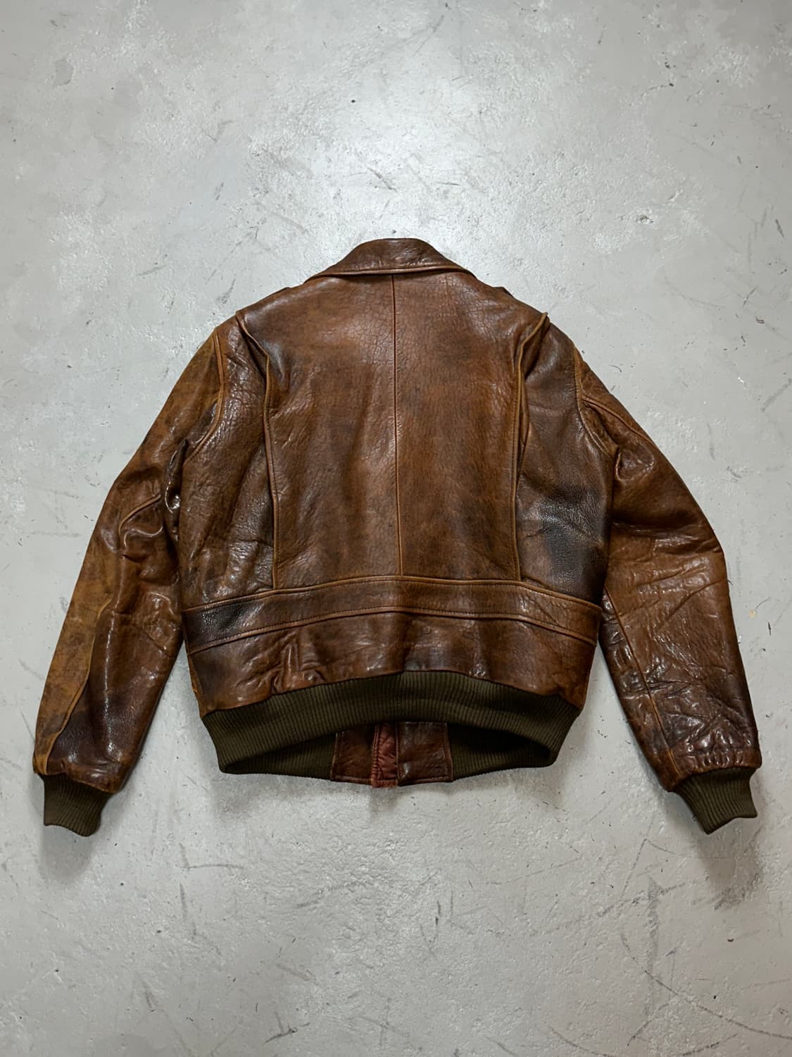 90's 시어스 오크브룩 디스 레더 봄버 자켓 빈티지 봄버 가죽 자켓 상품이미지4