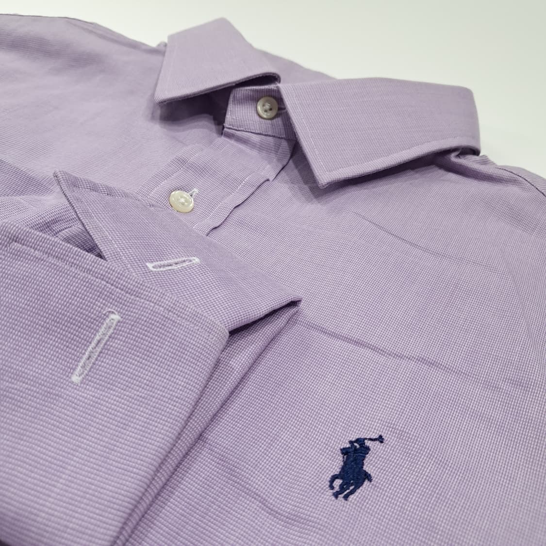 CK102 2XL 폴로 90s 스프레드칼라 퍼플 도트체크 셔츠 남방 상품이미지4