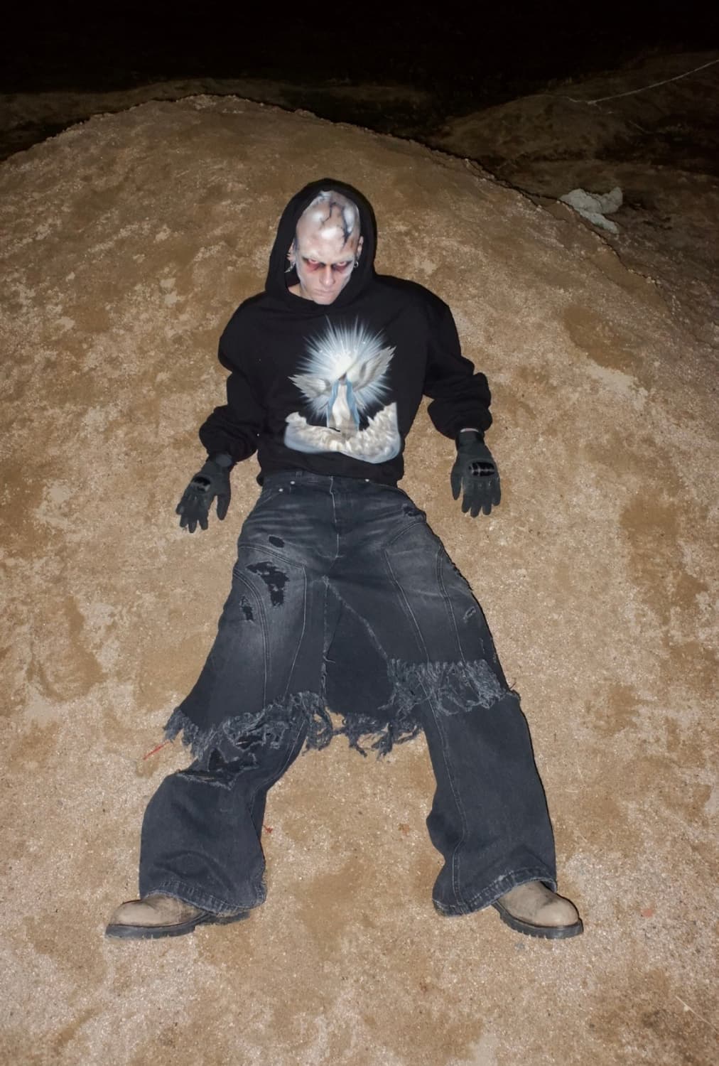 선데이오프클럽 레이어드 스커트 플레어드 데님 진 워시드 블랙 상품이미지1