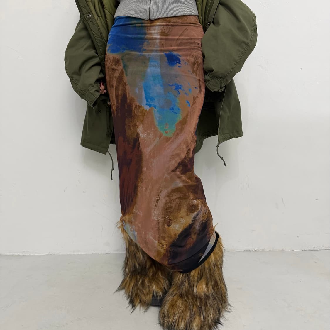 자라 풀 프린팅 매쉬 롱 스커트 상품이미지1