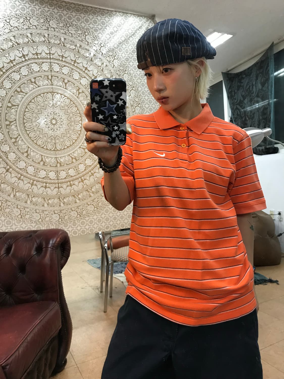 나이키 스트라이프 반팔 카라티 상품이미지1