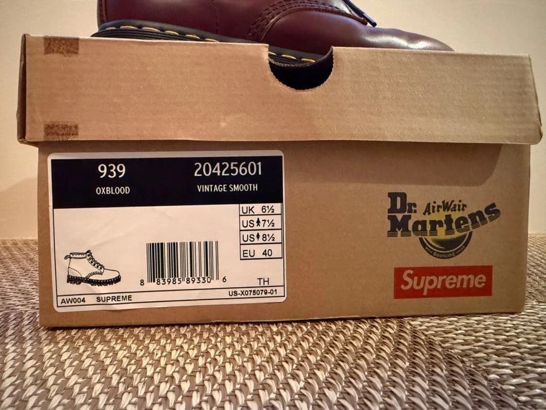 15FW 닥터마틴 x 슈프림 939 6홀 부츠 옥스블러드 255 상품이미지9