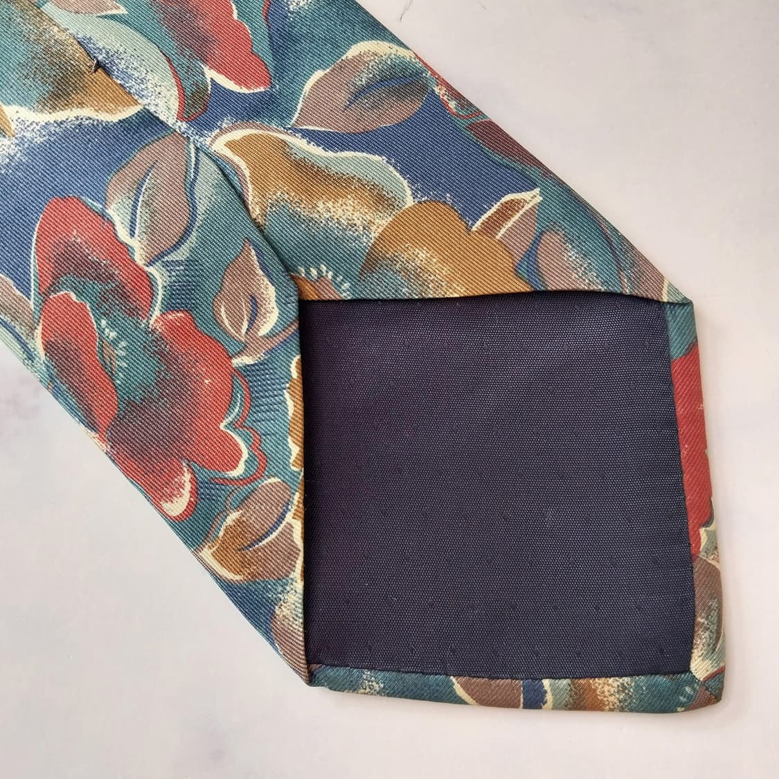 꾸레쥬 실크 그린 플로럴 아트 넥타이 9.4cm A등급 K1941 상품이미지6