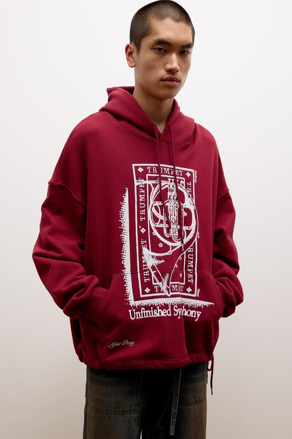 After Pray 애프터프레이 로고 포인트 스트링 오버핏 후드티 M 상품이미지2