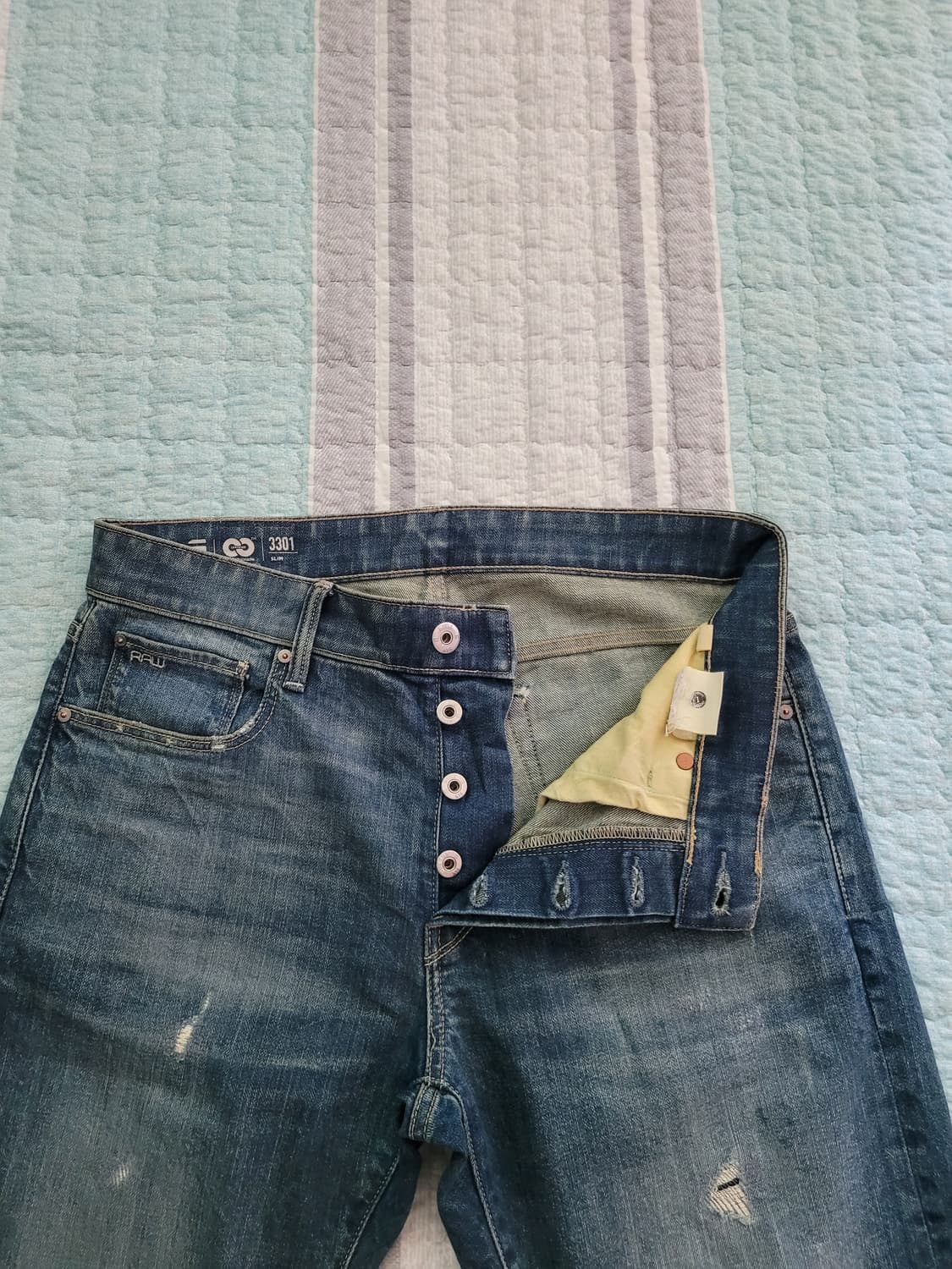 지스타로우 G star raw 3301슬림 빈티지 디스리페어 워싱진 32 상품이미지4