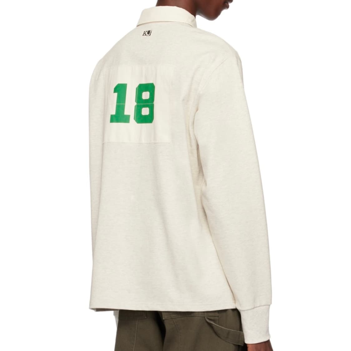 기준 kijun 자수 럭비 폴로 셔츠 멜란지 오트밀 L 상품이미지2