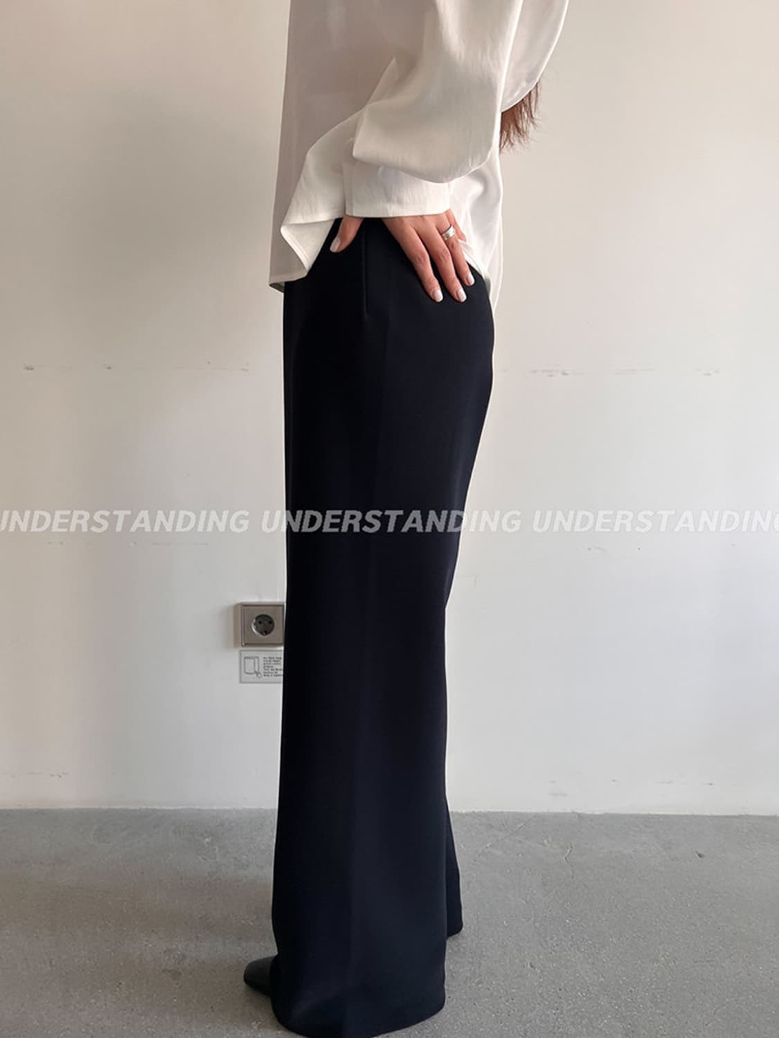 언더스탠딩 봄 밴딩 팬츠 블랙 상품이미지2