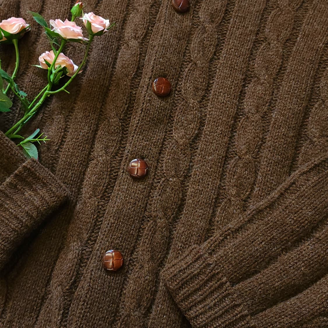 90s 프렌치 핸드메이드 울 가디건 유럽 헤비울 스웨터 빈티지 니트 xl 상품이미지8