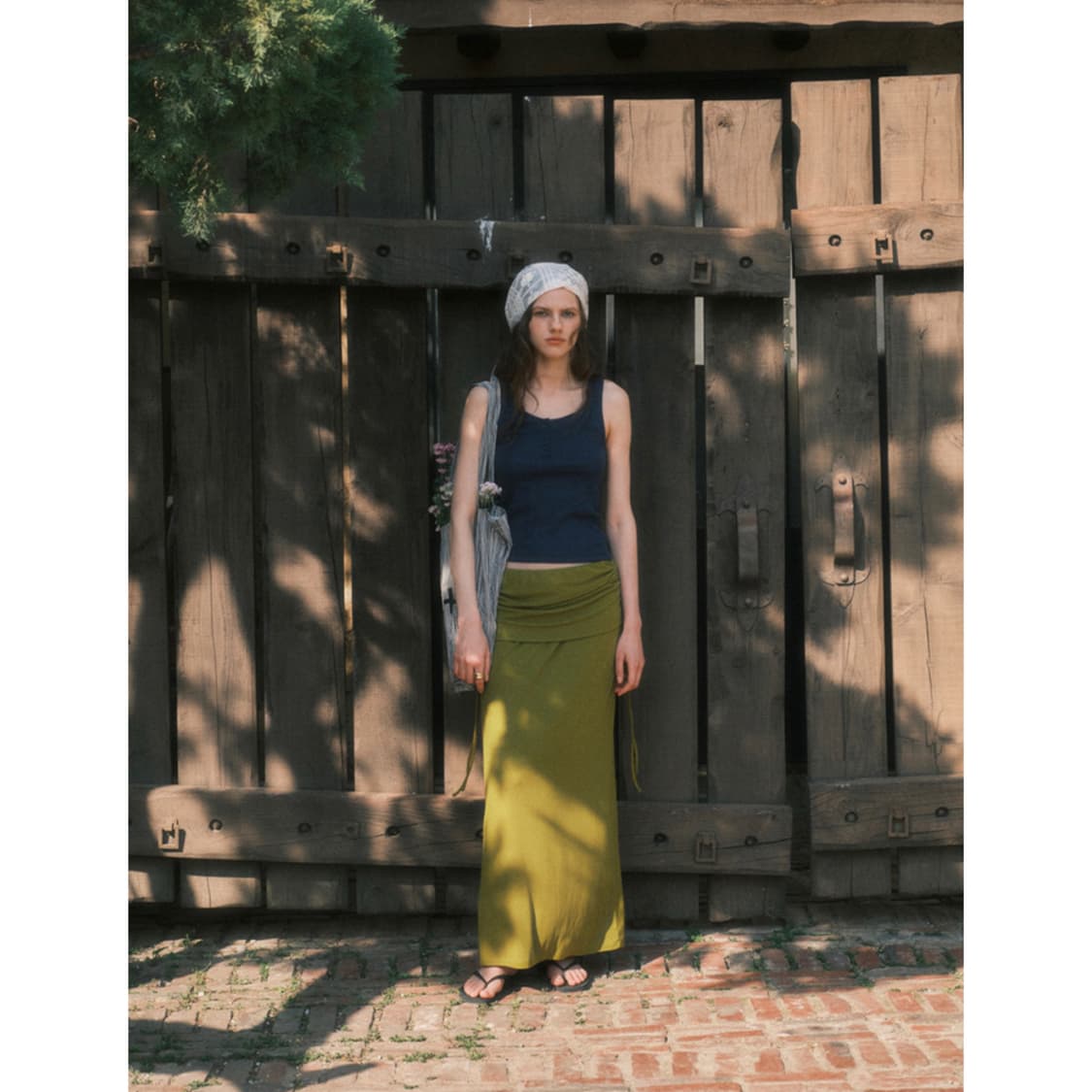 씨타 에브리데이 컴포트 롱스커트 올리브 상품이미지1