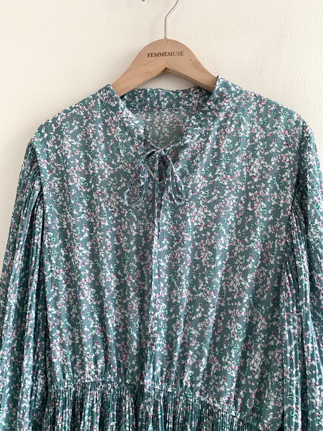 Floret ribbon pleats dress 상품이미지3