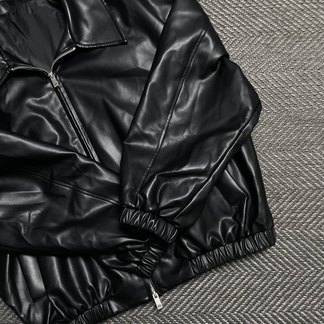 비바브라운 비건레더 미니멀 투웨이 가죽자켓y 5240 상품이미지3