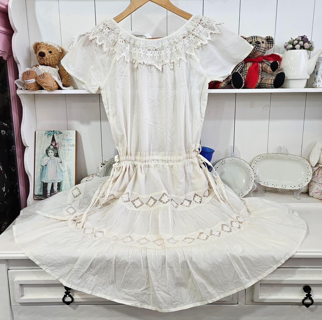 엑시즈팜(Axes Femme) 아이보리 레이스 티어드 원피스 상품이미지7