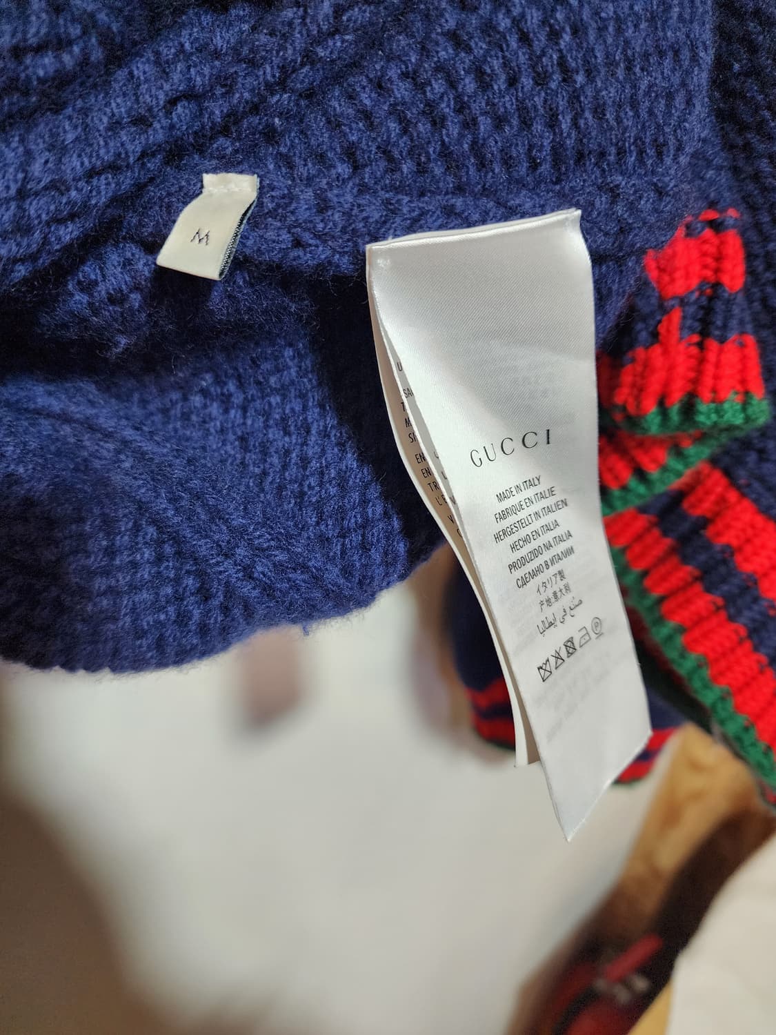 구찌 웹 케이블 가디건 네이비 M 상품이미지5