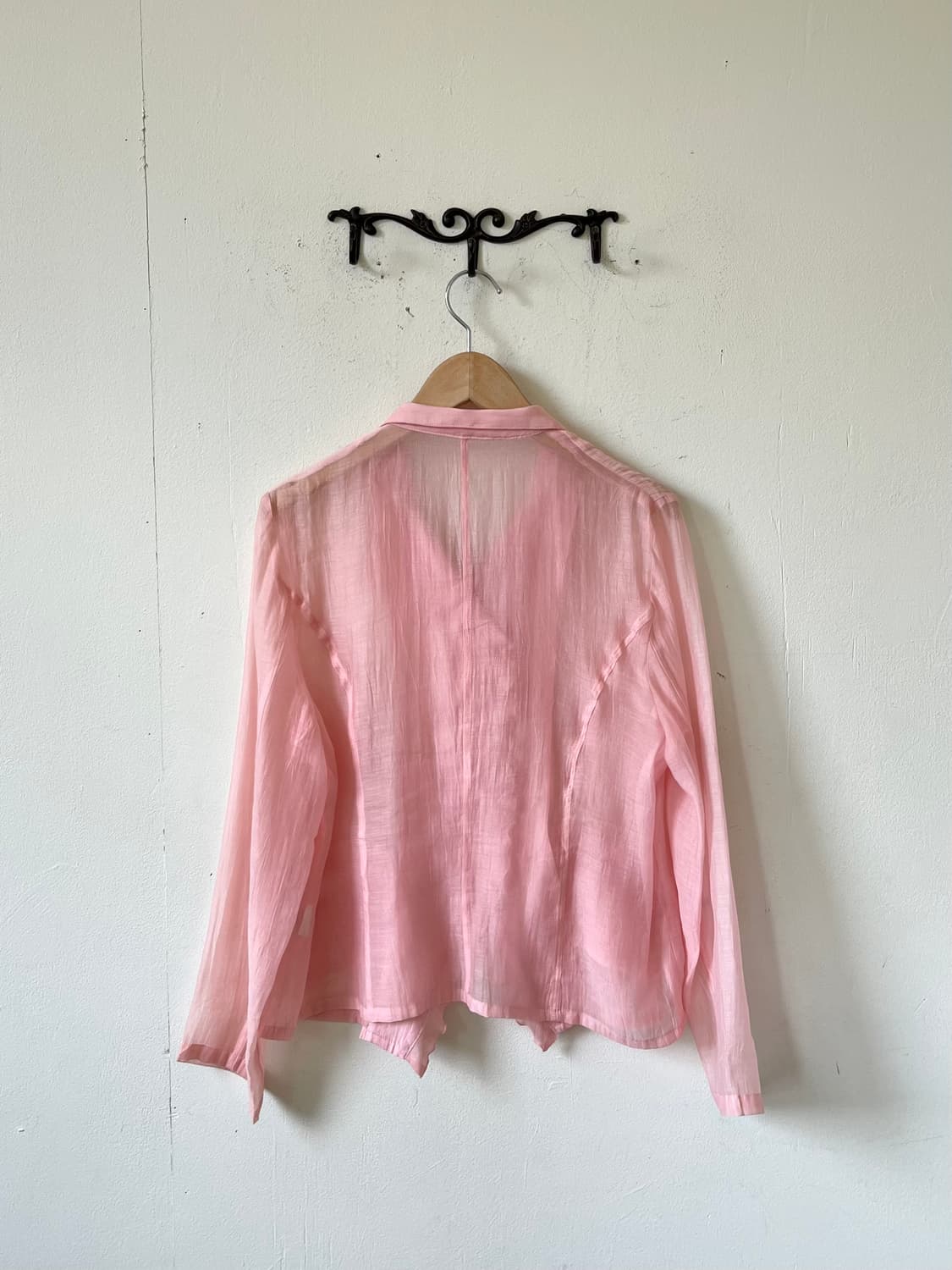 Japan vtg 시스루 핑크 셔링 자켓 상품이미지2
