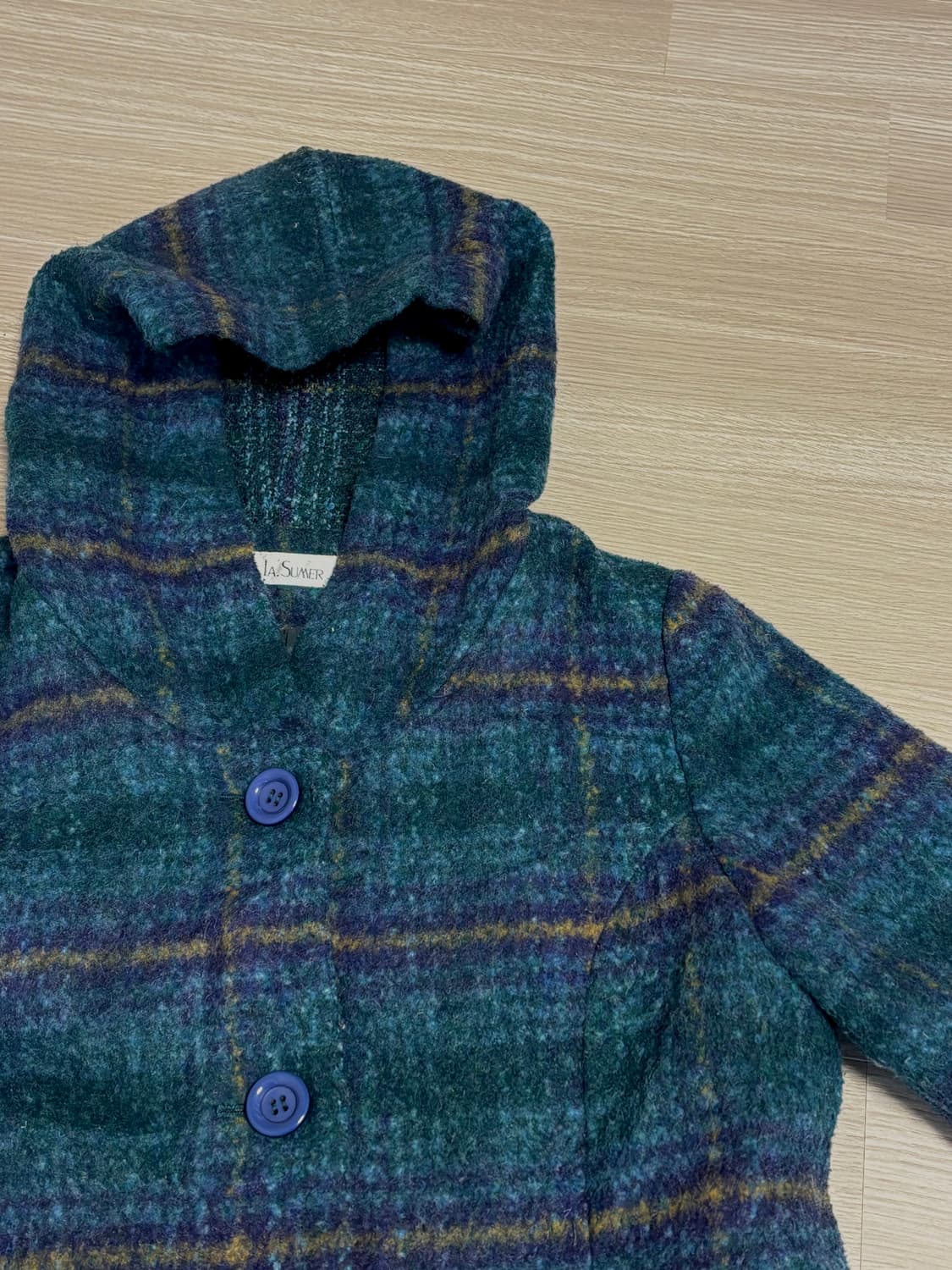 빈티지 울체크후드코트 상품이미지1