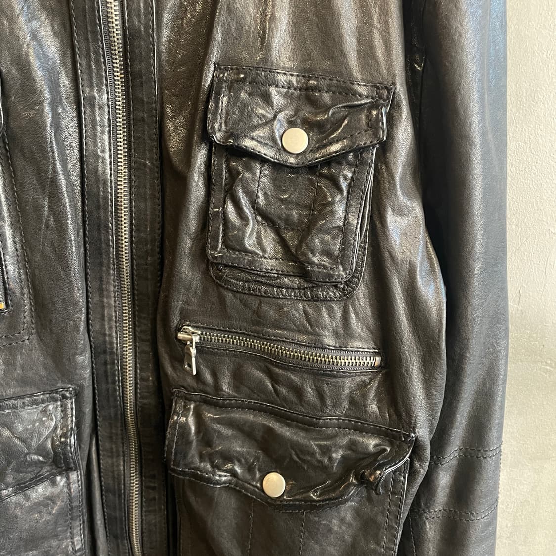 워시드 레더 자켓 상품이미지5