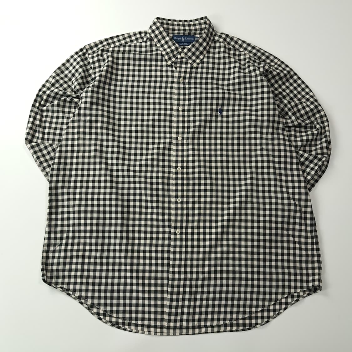 CJ063 2XL 폴로 90s 블랙 모노 깅엄체크 셔츠 남방 상품이미지1