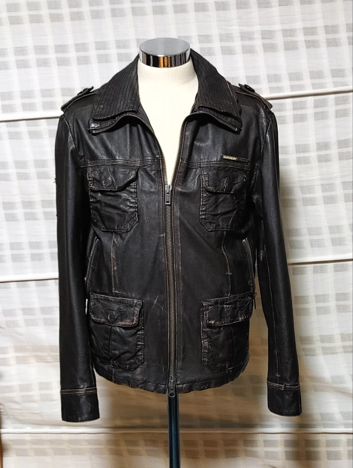 (100% 가죽) 슈퍼드라이 브라운 가죽 자켓 M (95~100) 상품이미지3