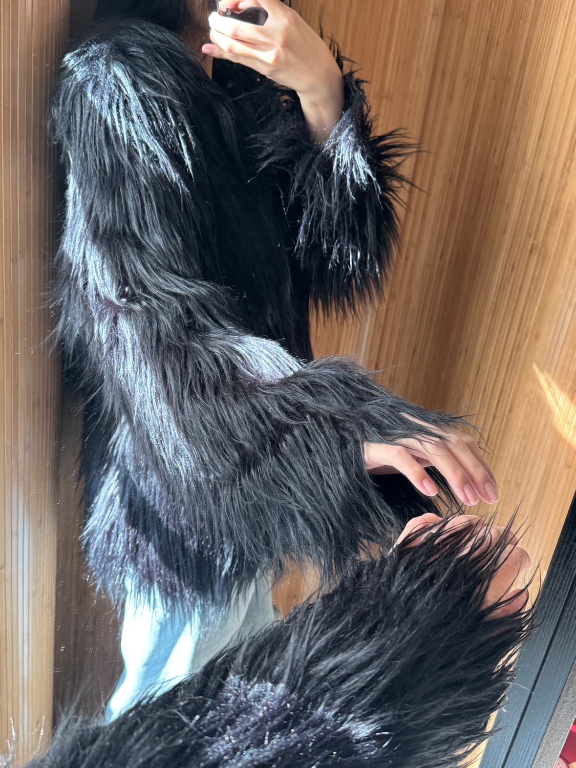 블랙 장모 퍼자켓 상품이미지6