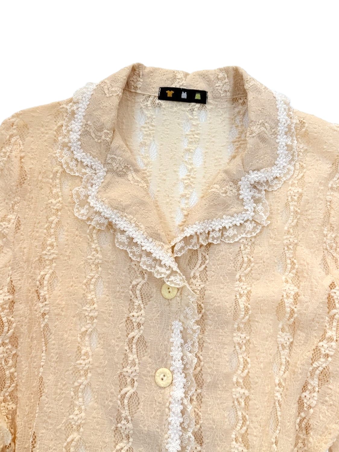 빈티지 오랜지 시스루 레이스 셔츠 상품이미지3