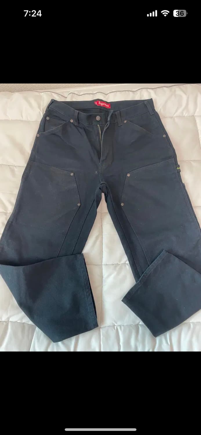 슈프림 24FW 더블니 페인터 팬츠 블랙 32사이즈 상품이미지2