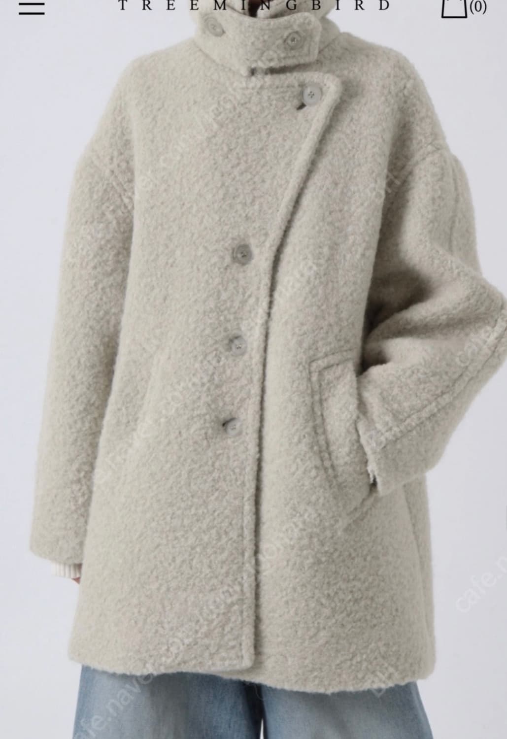 트리밍버드 알파카 싱글 피 코트 크림그레이 상품이미지5