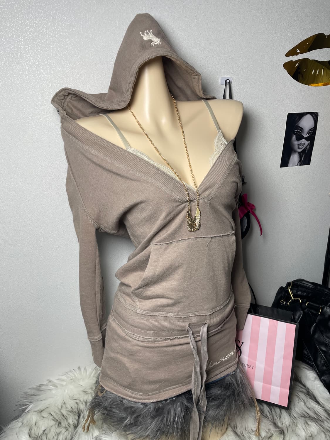 빈티지 아베크롬비 딥넥 후드 원피스 맨투맨 상품이미지1