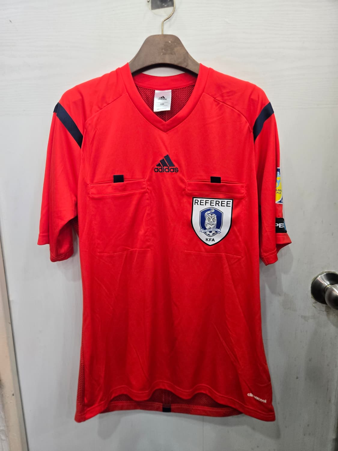 100,L )) adidas 아디다스 KFA 축구 브이넥 반팔티셔츠! 상품이미지1