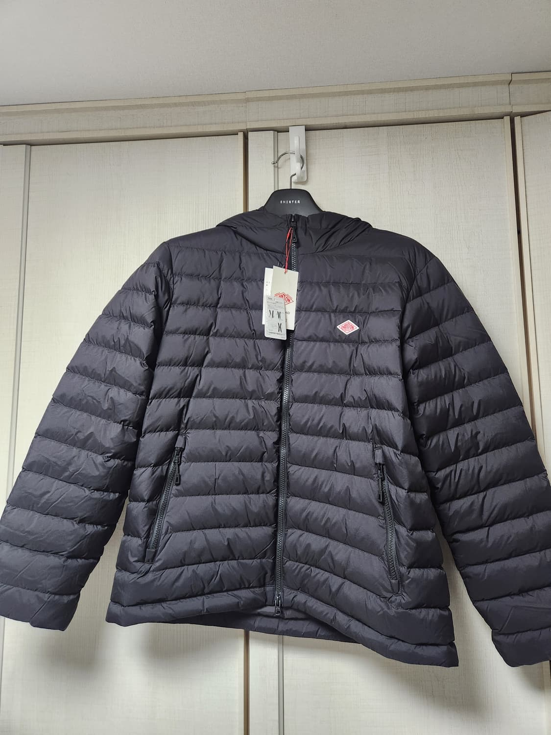 단톤 남성 미들다운후드자켓 블랙 L사이즈(새상품) 상품이미지1