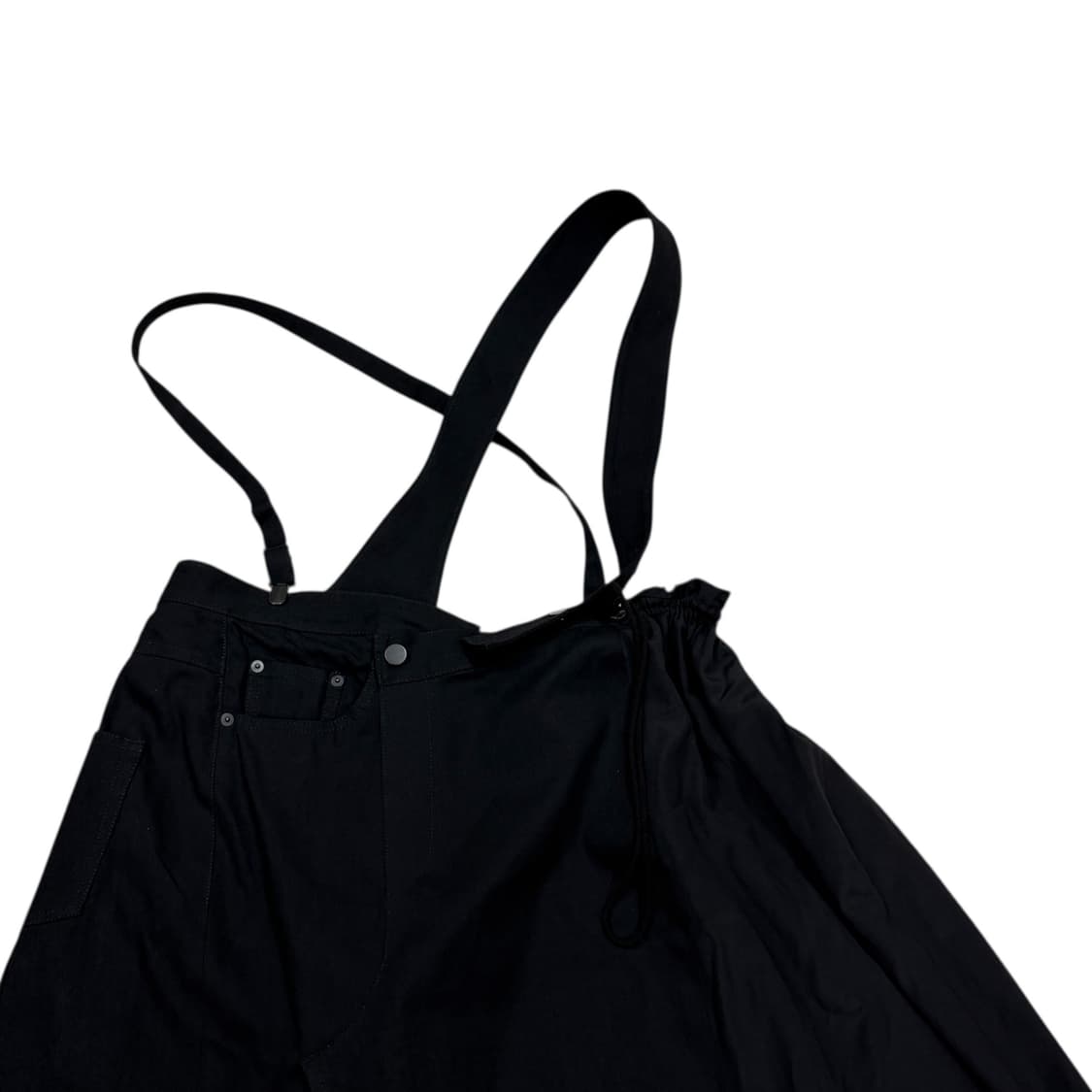 요지야마모토 레귤레이션 스위칭 디자인 서스펜더 치마 멜빵 바지 블랙 상품이미지2