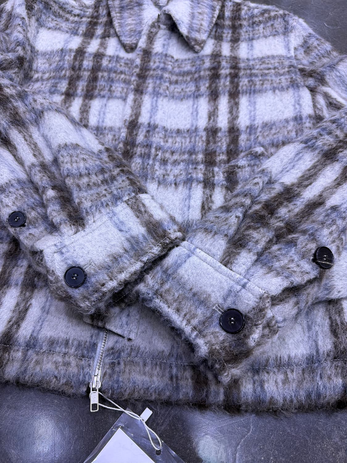 엘무드 슈퍼체크 알파카 모헤어 체크 자켓 블루종 46 상품이미지8