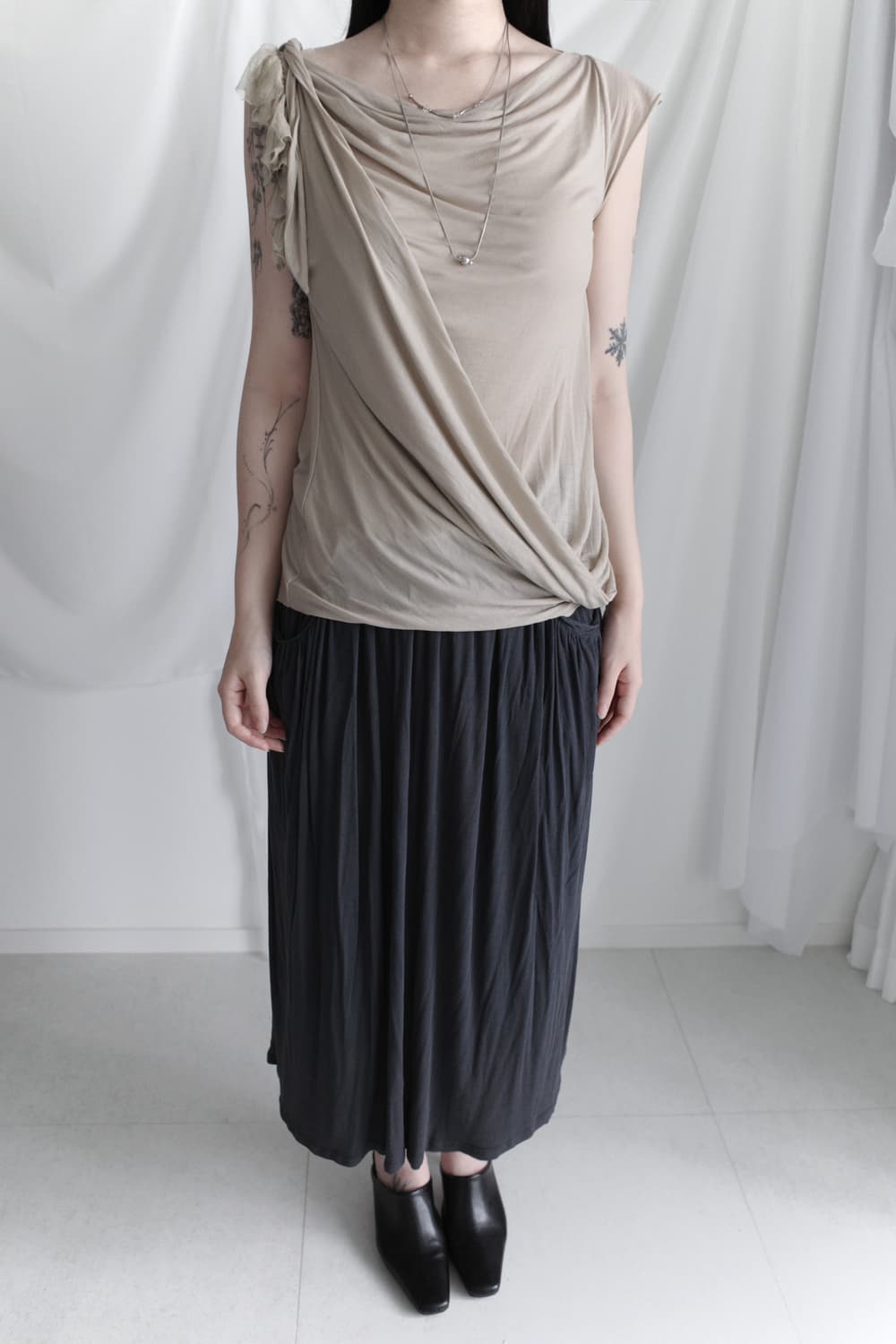draping unbalanced sleeveless 상품이미지6