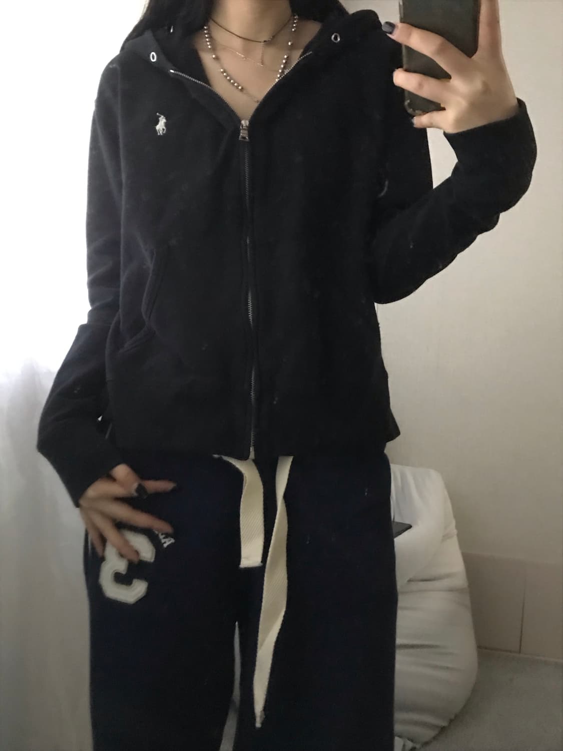 폴로 블랙 후드집업 상품이미지2