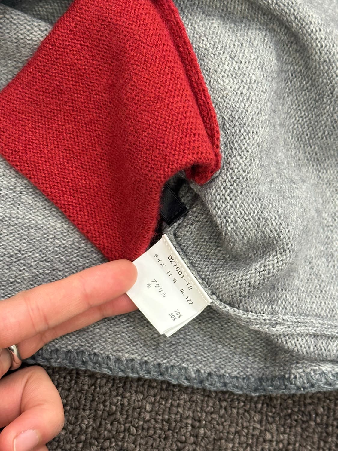 OS)Japanese vintage 여성 배색 디테일 풀집업 니트 상품이미지6