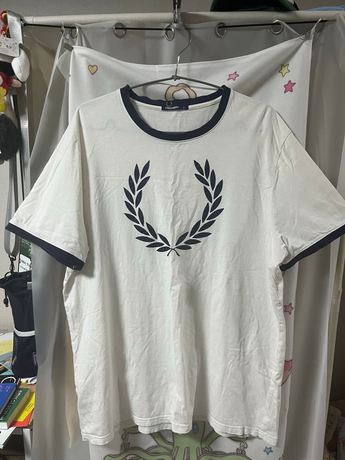 프레드페리 화이트 네이비 링거티 XL 상품이미지1
