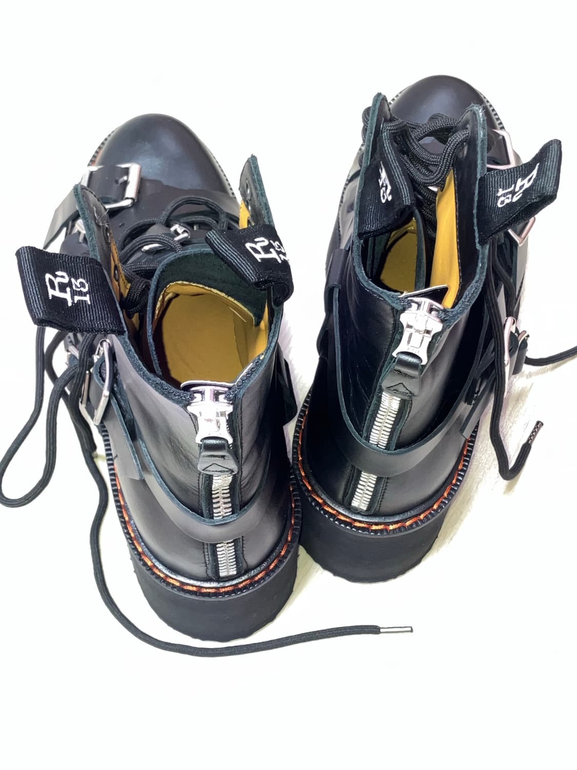 R13 블랙 스트랩 더블 스택 부츠 240 상품이미지4