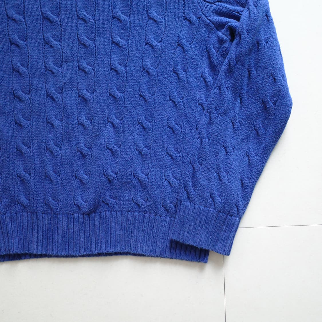 90s 폴로 랄프로렌 케이블 니트 블루 XL 상품이미지3