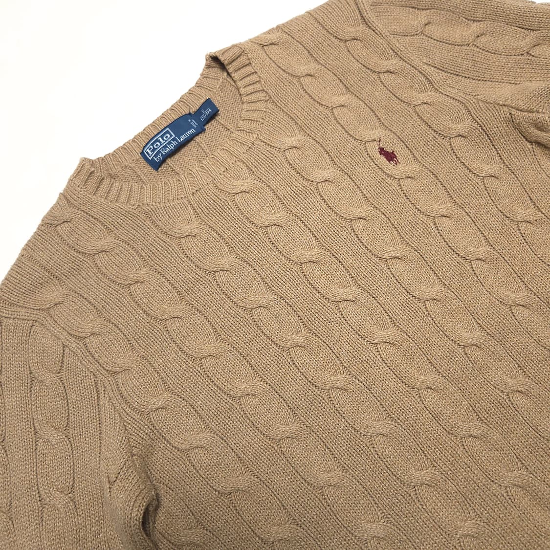 폴로 랄프로렌 케이블 꽈배기 니트 스웨터 브라운 상품이미지4