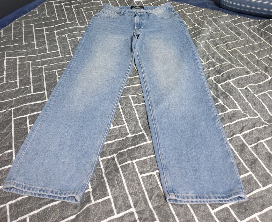 원더플레이스 스트레이트핏 워싱 데님팬츠 연청 (M) 상품이미지1