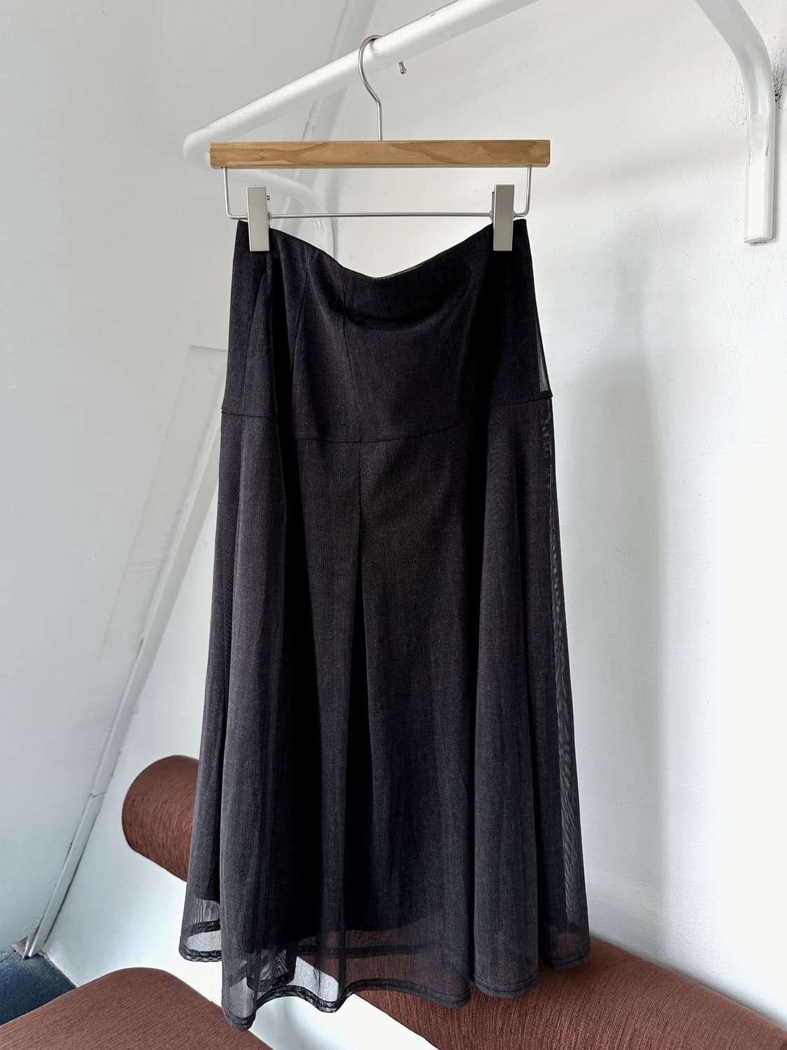 Sheer layer fabric banded loose skirt 상품이미지6