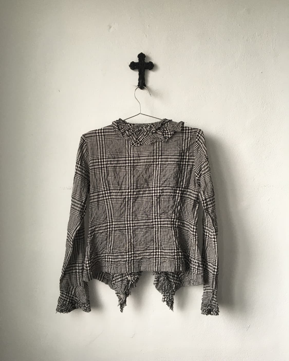 Check pattern frill cardigan 상품이미지2